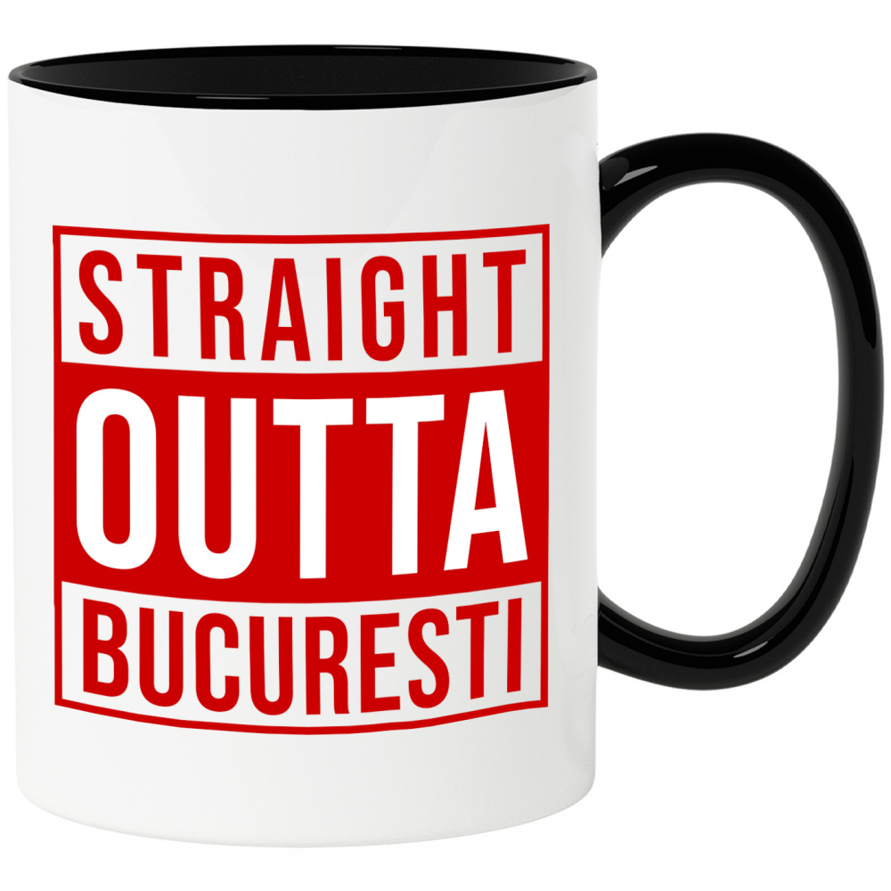 Cana Personalizata Straight Out București Romania - Design Haios și Cadou Personalizat Urban [1]