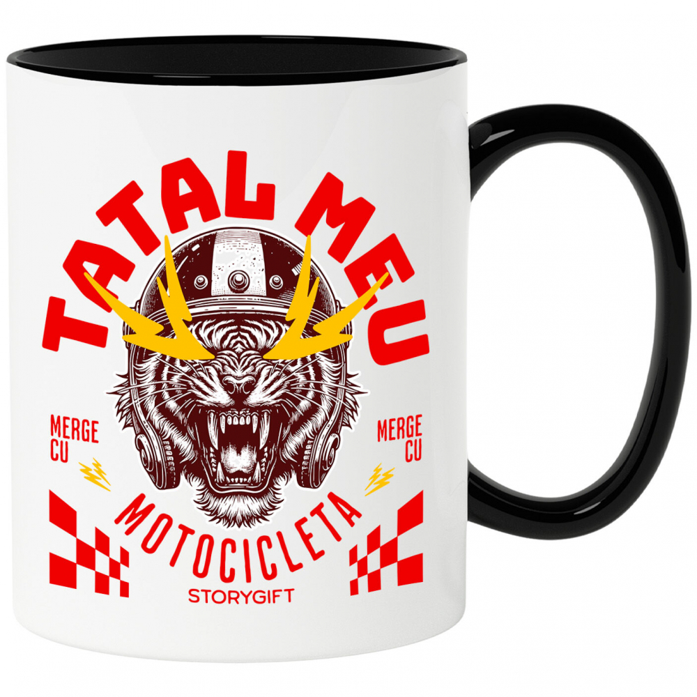 Cana Personalizata Tigru Furios cu Cască – Putere și Pasiune pentru Motocicliști [1]