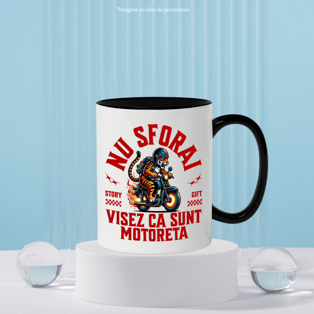Cana Personalizata Tigru Furios Pe Motor Vintage – Design Amuzant și Plin de Pasiune [3]