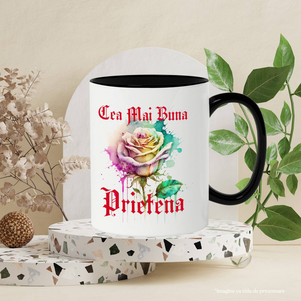 Cana Personalizata Trandafir Colorat Arta Pictura Curgătoare pentru Cea Mai Bună Prietenă | Cadouri Personalizate pentru Familie și Prieteni [3]