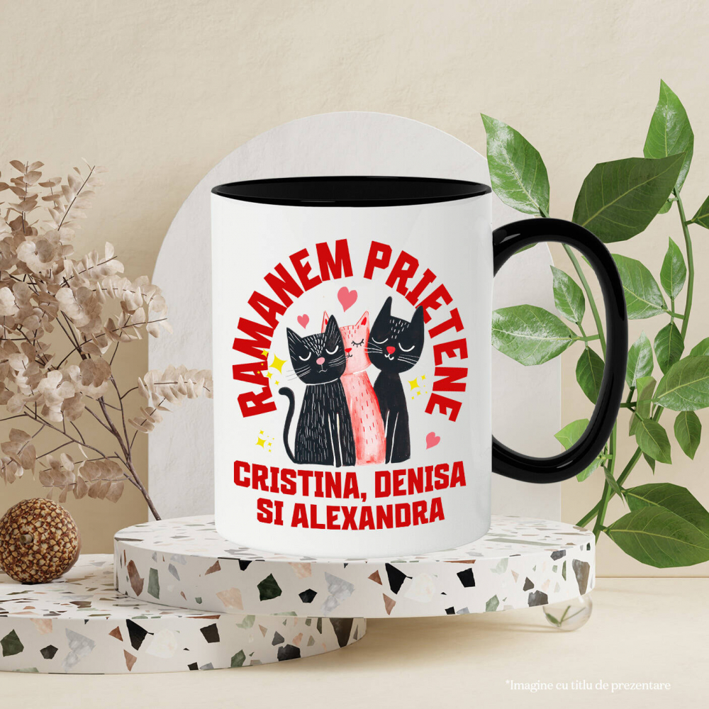 Cana Personalizata Cadouri personalizate – Portret cu trei pisici pentru Cristina, Denisa și Alexandra [3]