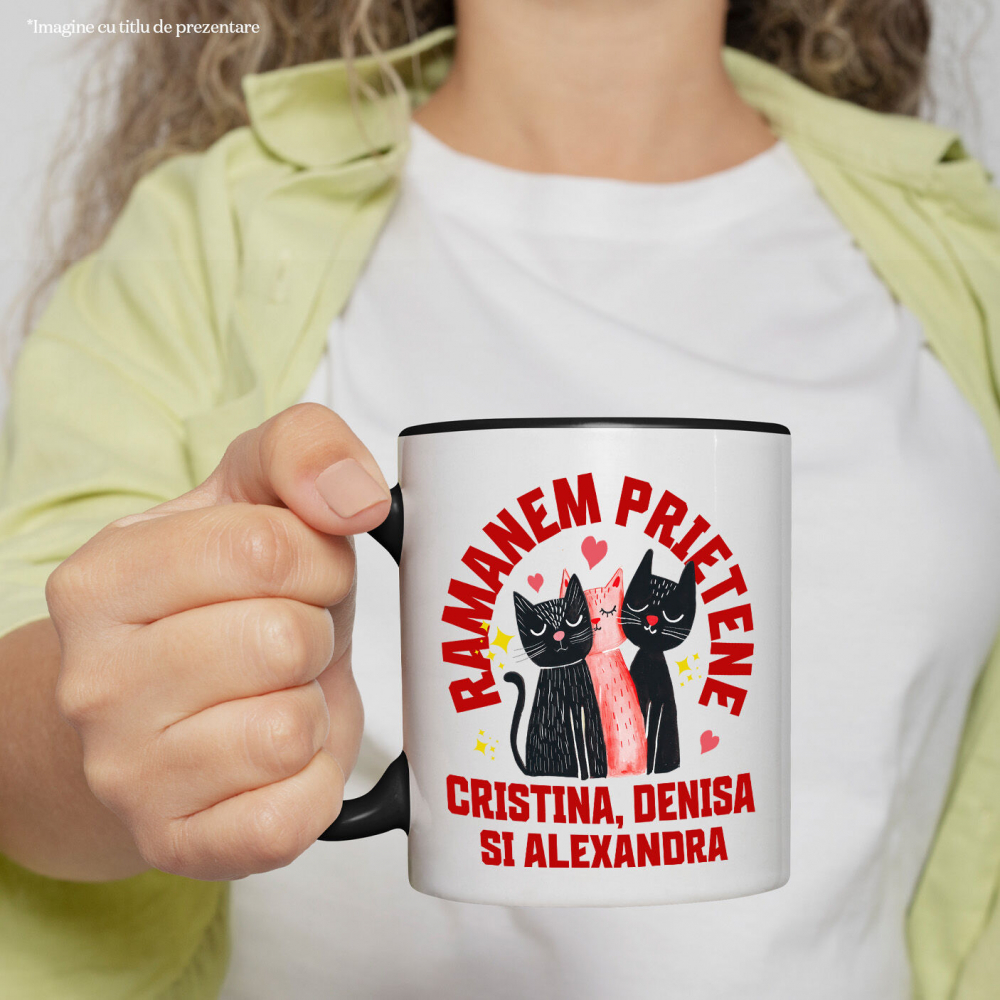 Cana Personalizata Cadouri personalizate – Portret cu trei pisici pentru Cristina, Denisa și Alexandra [2]
