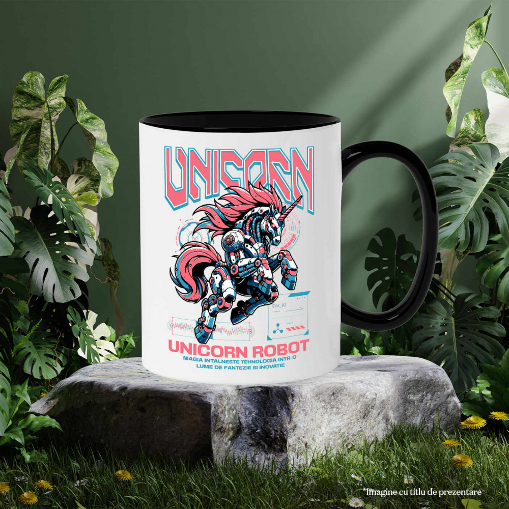 Cana Personalizata Unicorn Roz Robot Inteligent – Cadou Personalizat pentru Copii și Familie [3]