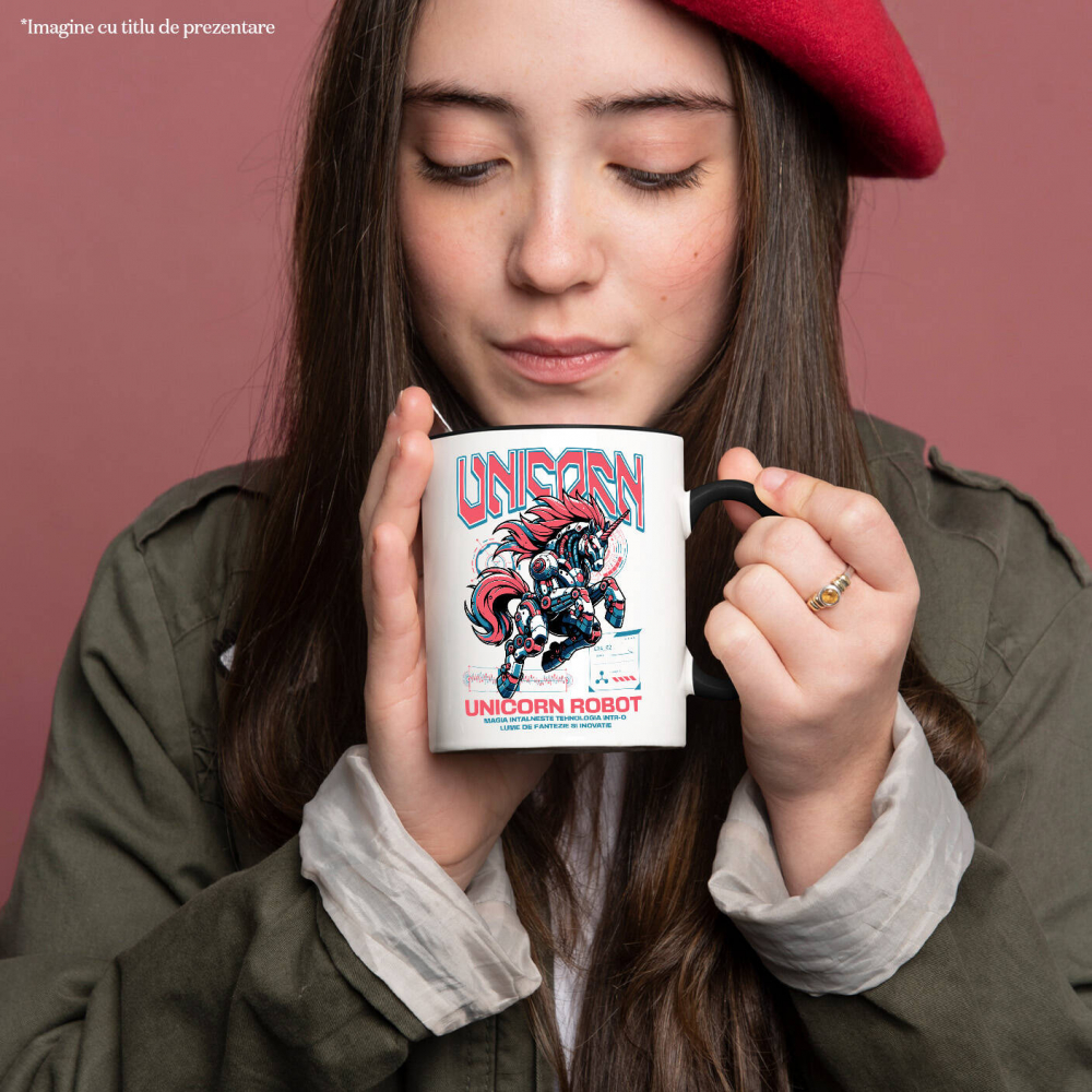 Cana Personalizata Unicorn Roz Robot Inteligent – Cadou Personalizat pentru Copii și Familie [2]