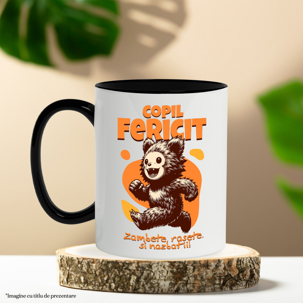 Cana Personalizata Urs Brun Vesel Alergând – Cadou Personalizat pentru Copii și Familie [3]