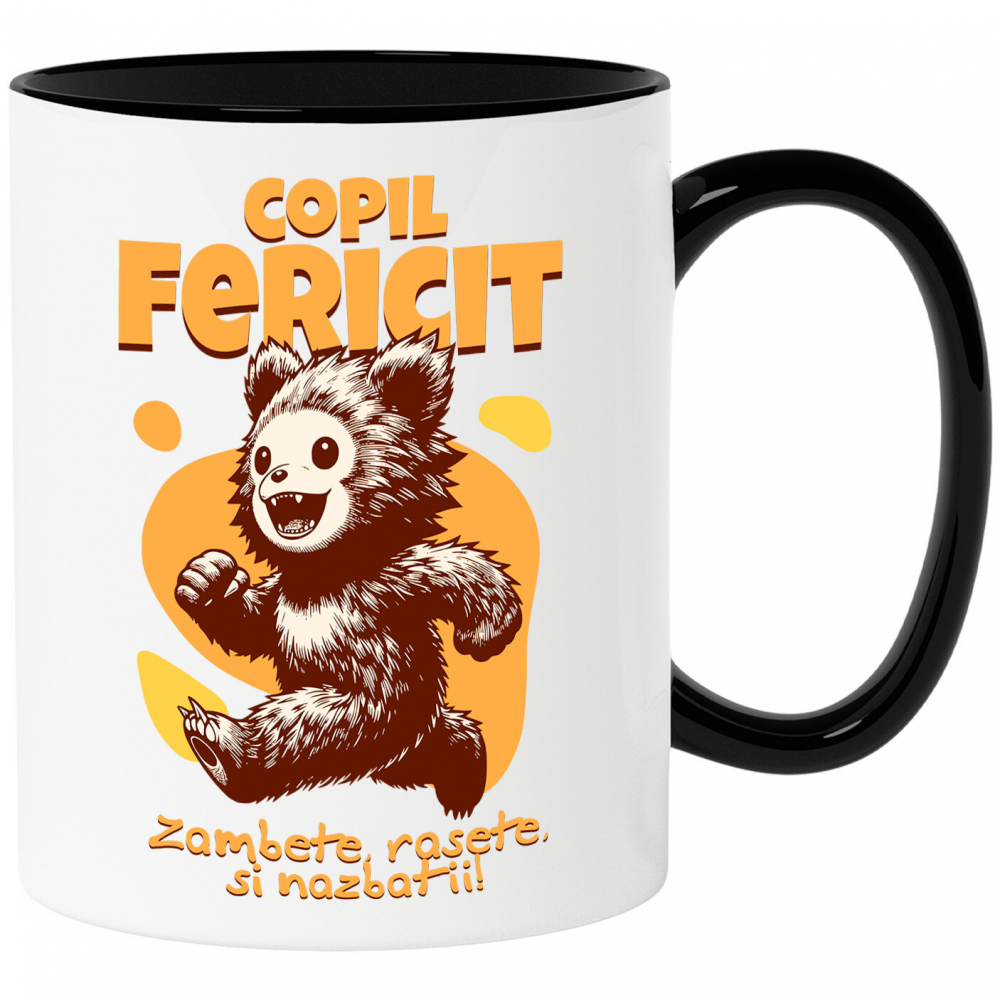 Cana Personalizata Urs Brun Vesel Alergând – Cadou Personalizat pentru Copii și Familie [1]