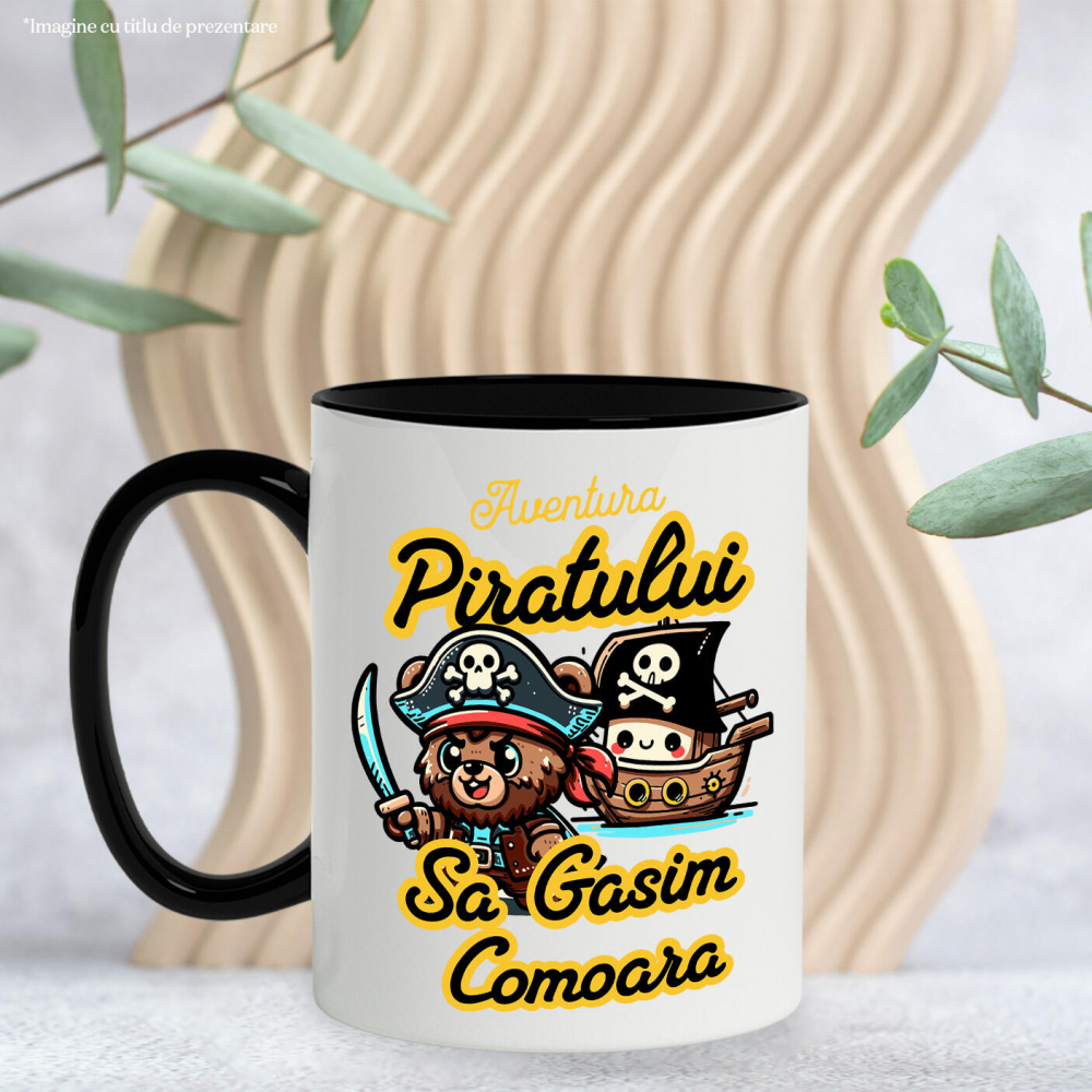 Cana Personalizata Tricou Personalizat Urs Pirat – "Aventura Piratului, Comoara" | Cadou pentru Iubitorii de Piraterie și Aventuri [3]
