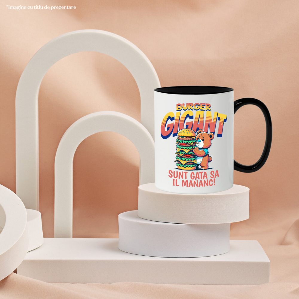 Cana Personalizata Urs De Pluș cu Burger Gigant - Cadouri Amuzante pentru Copii și Familie cu Tematică Fast Food [3]