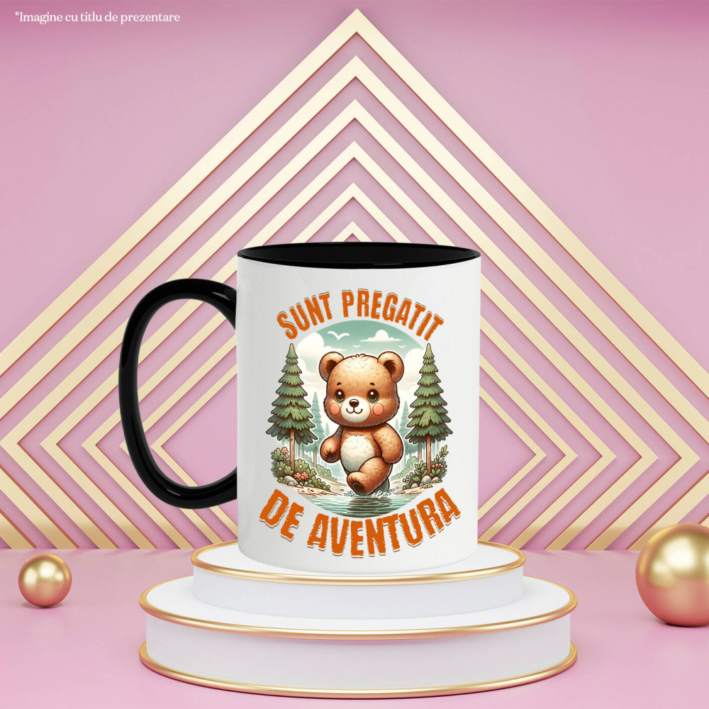 Cana Personalizata "Urs de Pluș Maro în Pădure și Râu cu Apă Cristalină – Pregătit pentru Aventură" [3]