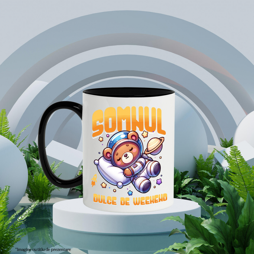 Cana Personalizata Urs de Plus Maro – Somnul Dulce de Weekend în Spațiu Printre Stele | Cadou Personalizat pentru Copii [3]