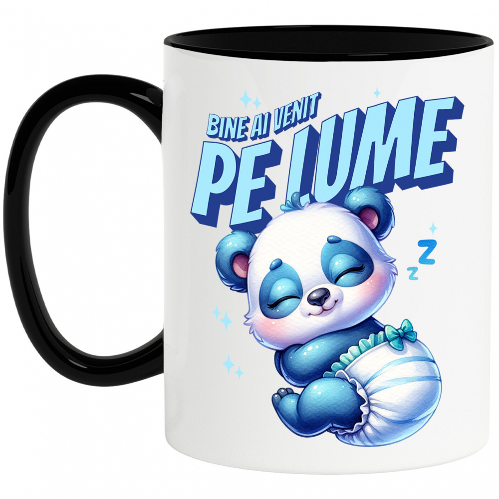 Cana Personalizata Cadou Personalizat „Bine Ai Venit Pe Lume” | Urs Panda Bebe Cu Scutec [1]