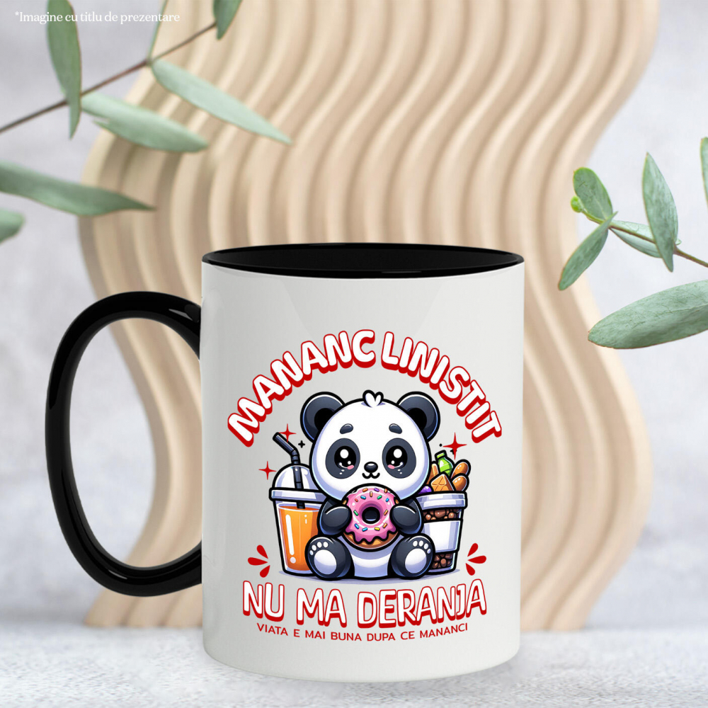 Cana Personalizata Cadou personalizat urs panda cu gogoasă glazurată | Mesaj haios și dulciuri pentru familie [3]