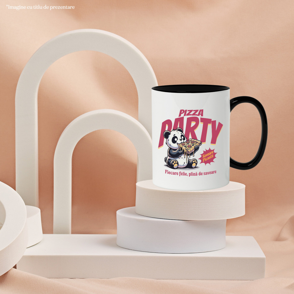 Cana Personalizata Cadouri personalizate pentru iubitorii de pizza | Urs Panda și fast food cu text amuzant [3]