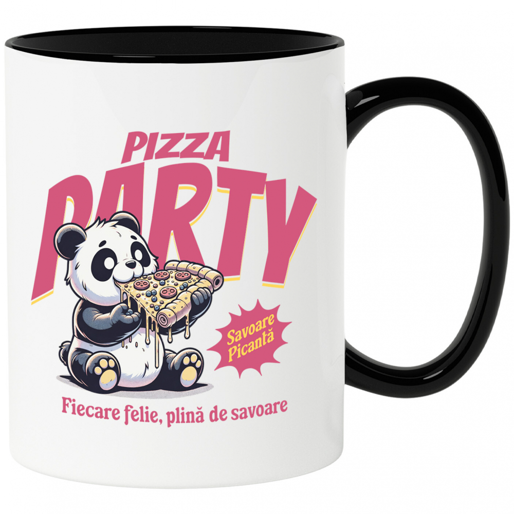 Cana Personalizata Cadouri personalizate pentru iubitorii de pizza | Urs Panda și fast food cu text amuzant [1]