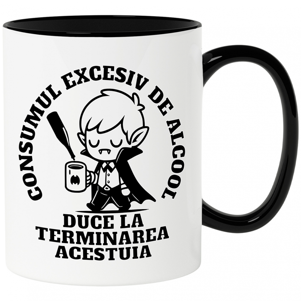 Cana Personalizata Cana Amuzantă cu Vampir Haios – Mesaj despre Alcool și Energia Pierdută [1]