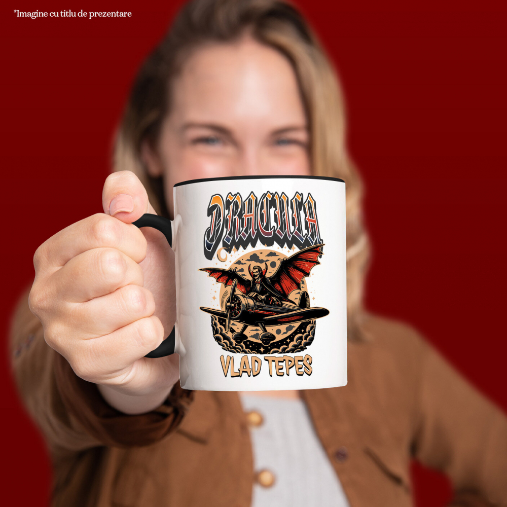 Cana Personalizata Vampir în Zbor Avion Luna Plină - Cadouri Personalizate Halloween pentru Familie, Copii, Tati și Prieteni [2]