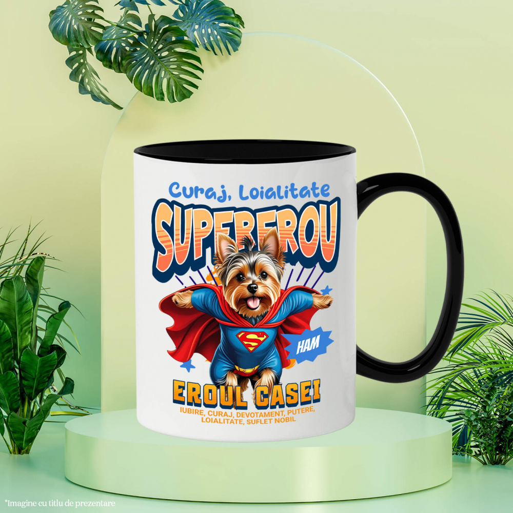 Cana Personalizata Yorkshire Terrier în Costum de Superman – Produse Personalizate pentru Familie și Copii [3]