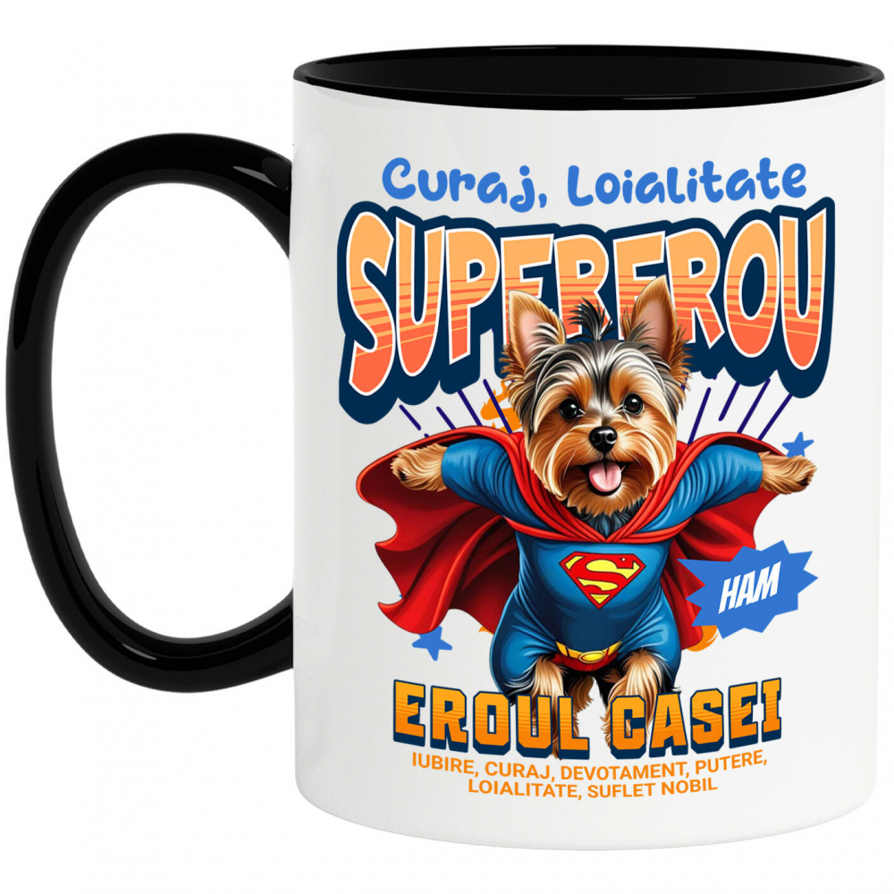 Cana Personalizata Yorkshire Terrier în Costum de Superman – Produse Personalizate pentru Familie și Copii [1]