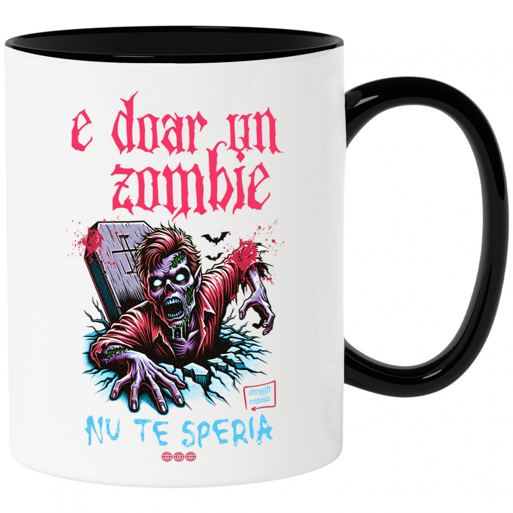 Cana Personalizata Zombie Din Mormânt cu Mesaj „E Doar un Zombie Nu Te Speria” | Cadou Personalizat Halloween [1]