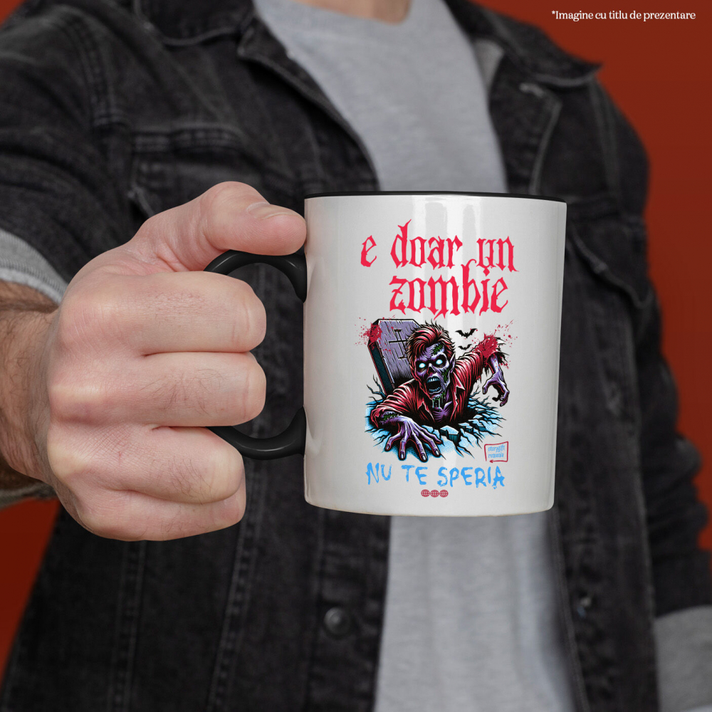 Cana Personalizata Zombie Din Mormânt cu Mesaj „E Doar un Zombie Nu Te Speria” | Cadou Personalizat Halloween [2]