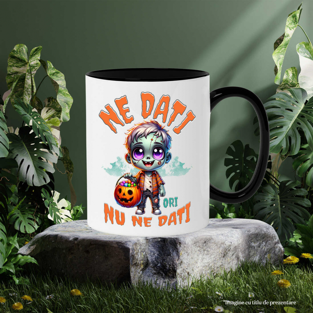 Cana Personalizata Zombie Din Mormânt cu Mesaj „E Doar un Zombie Nu Te Speria” | Cadou Personalizat Halloween [3]