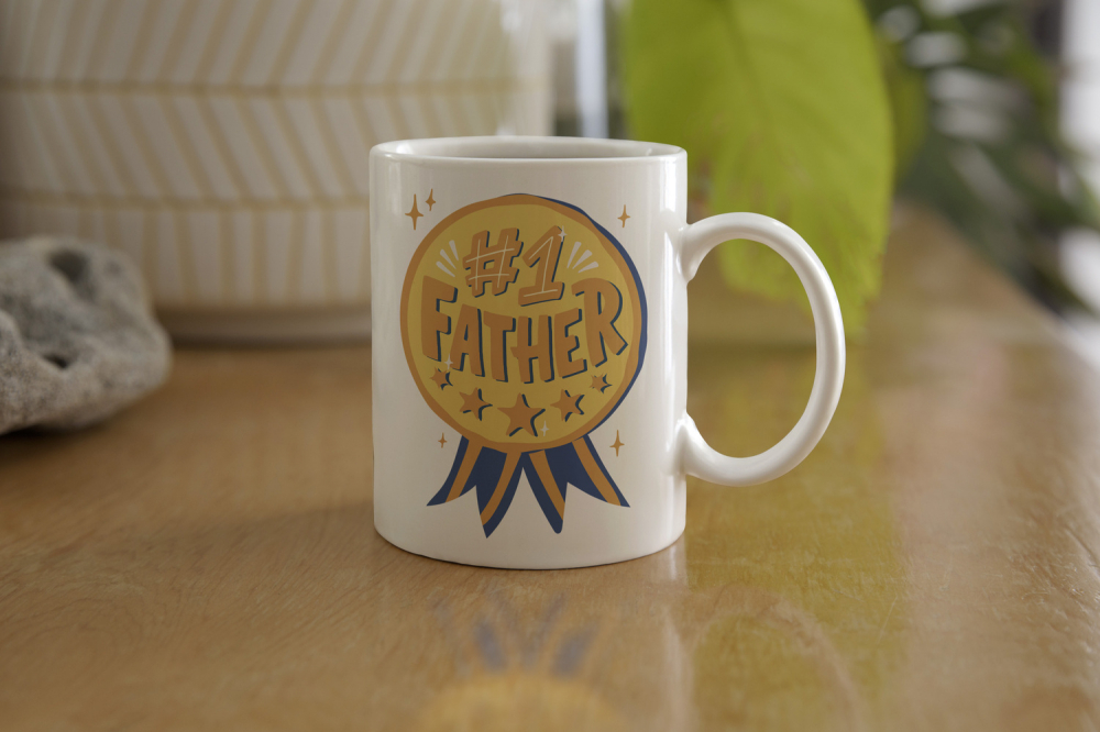 Cana Personalizata Pentru Cei Dragi Cu Mesajul "Cel Mai Bun Tata", Ceramica, 330 ml, Negru, Maro, Alb [3]