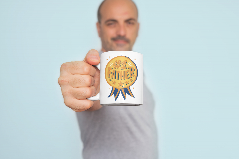 Cana Personalizata Pentru Cei Dragi Cu Mesajul "Cel Mai Bun Tata", Ceramica, 330 ml, Negru, Maro, Alb [4]