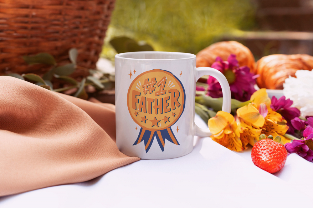 Cana Personalizata Pentru Cei Dragi Cu Mesajul "Cel Mai Bun Tata", Ceramica, 330 ml, Negru, Maro, Alb [2]