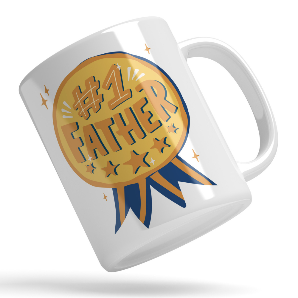 Cana Personalizata Pentru Cei Dragi Cu Mesajul "Cel Mai Bun Tata", Ceramica, 330 ml, Negru, Maro, Alb [1]