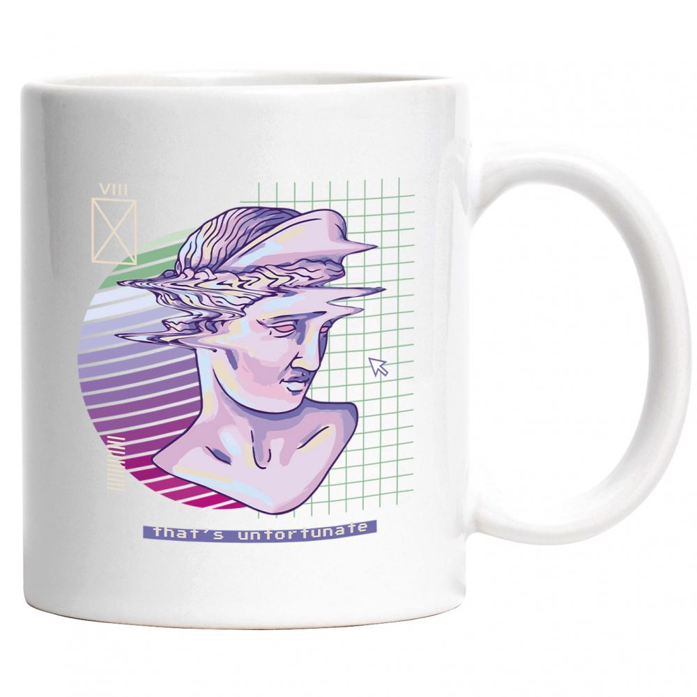 Cana Personalizata Statuie Abstracta Cu Mesajul in Engleza That's Unfortunate, Ceramica, 330 ml, Alb, Negru [1]