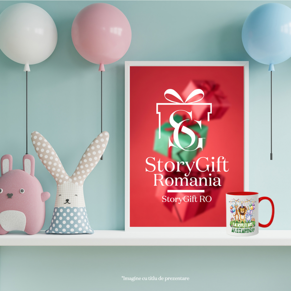 Cana Petrecere Animale, Zi Aniversara, Urare La Multi Ani Nume Personalizat, Copii cu Maner si Interior Rosu [4]