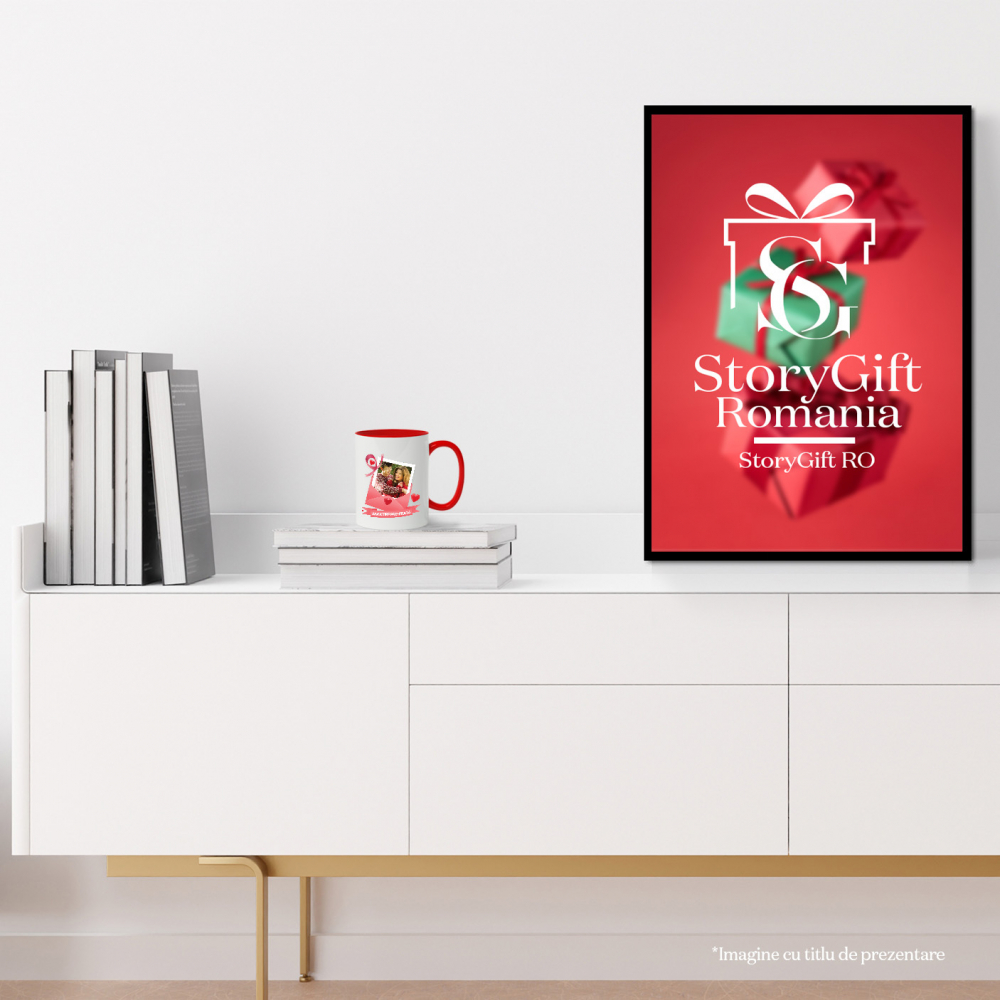 Cana Plic Cu Dragoste, Inimi Rosii, Mesaj Personalizat, Valentine's Day cu Maner si Interior Rosu [4]