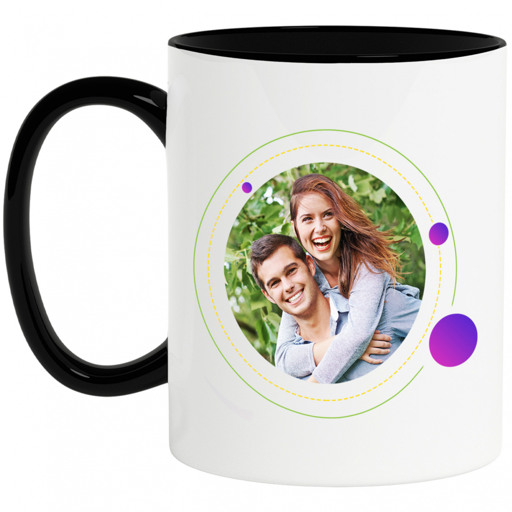 Cana Sfera Rotunda Poza Cuplu Indragostit, Valentine's Day, Bile Mov cu Maner si Interior Negru [1]