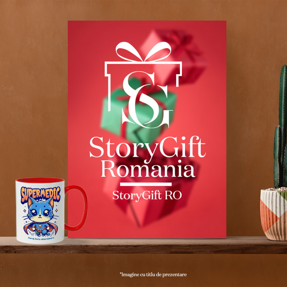 Cana Super Medic, SuperErou, Pisica Zburand, 330ml, Ceramic cu Maner Rosu [4]