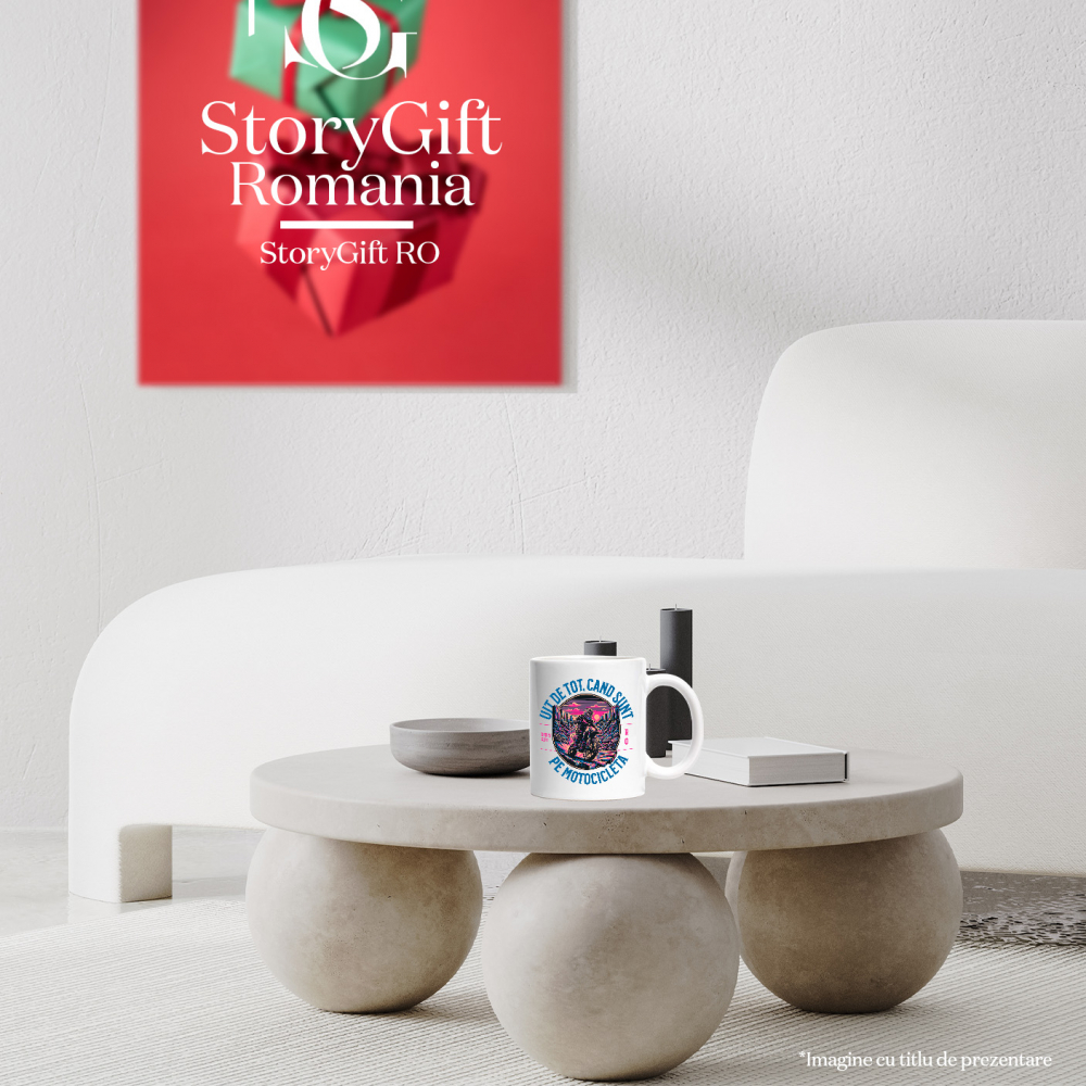 Cana uit de tot cand sunt pe motocicleta viteza, 330ml, Ceramic cu Maner Alb [4]