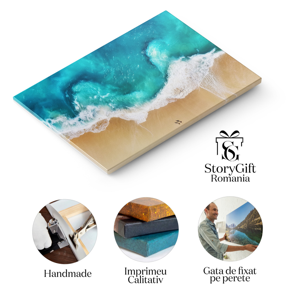 Panorama Coastei Tropicale cu Ocean Turcoaz - Peisaj de Vară, Marime 40x25CM [2]