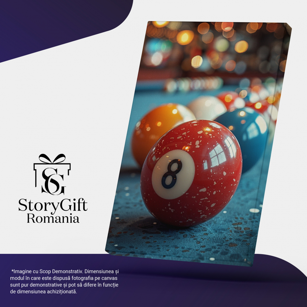 CVS-AI-POR-5604-40x25CM	Tablou Canvas:  Catifeaua mesei de biliard uzată de loviturile tacului- Mingi ce așteaptă lovite Pictura Digitala 40x25CM	"<h1><strong>Tablou Canvas:  Catifeaua mesei de biliar [1]