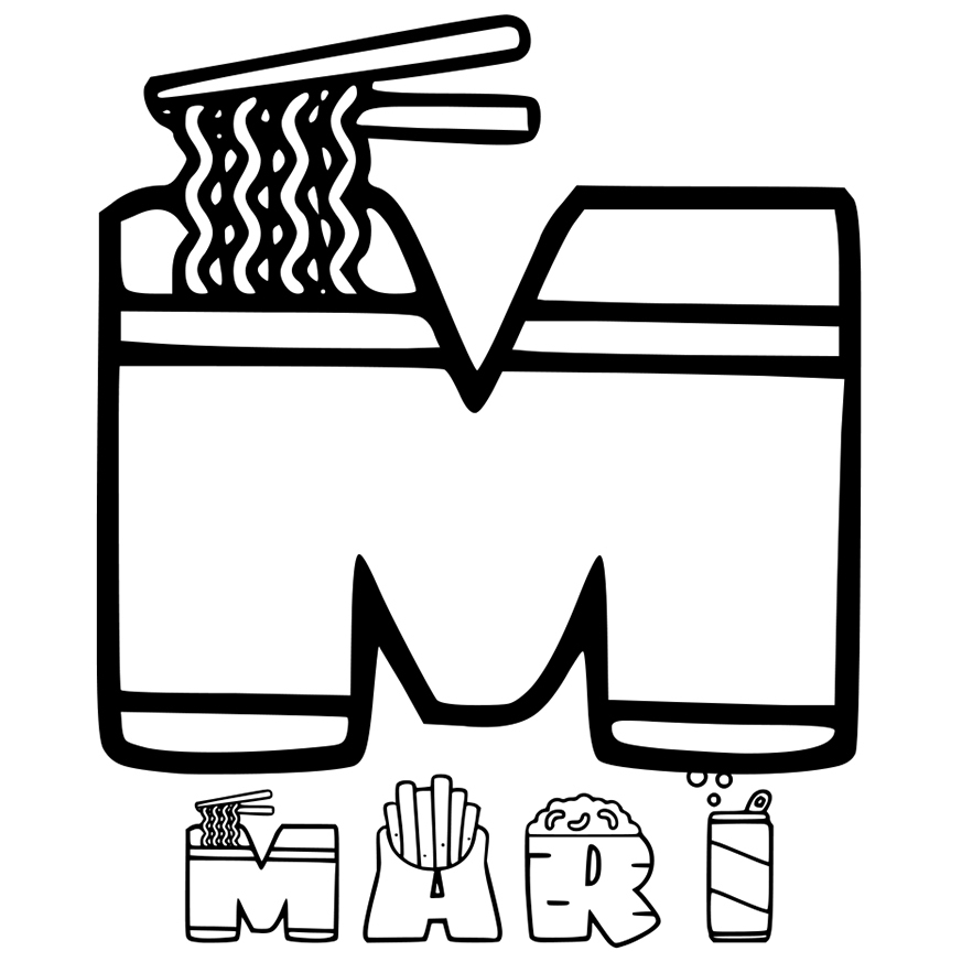 Sticker Adeziv Iubitorii De Fast Food, Noodles Cartofi, Text Nume Personalizat, Culoare Negru , cu Margini Albe, PVC Vinyl, 10 CM [1]