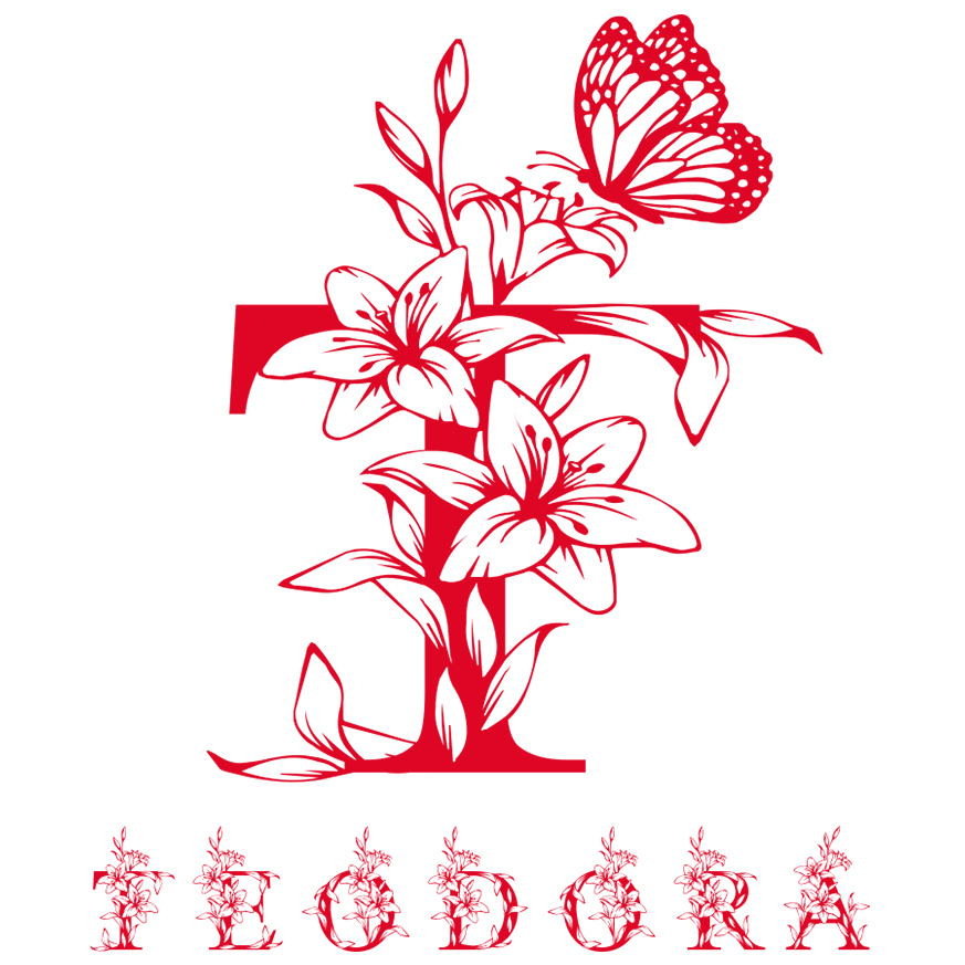 Sticker Adeziv Iubitorii De Flori, Fluture, Natura, Text Nume Personalizat, Dragoste, Culoare Rosu , cu Margini Albe, PVC Vinyl, 10 CM [1]