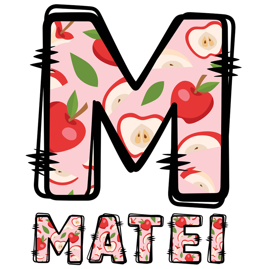 Sticker Adeziv Iubitorii De Fruct mar, sanatate, Text Nume Personalizat, Multicolor , cu Margini Albe, PVC Vinyl, 10 CM [1]