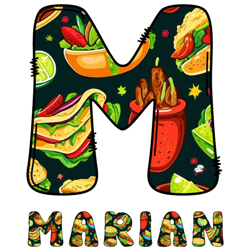 Sticker Adeziv Iubitorii De Mancare Mexicana, Tacos, Text Nume Personalizat, Multicolor , cu Margini Albe, PVC Vinyl, 10 CM [1]