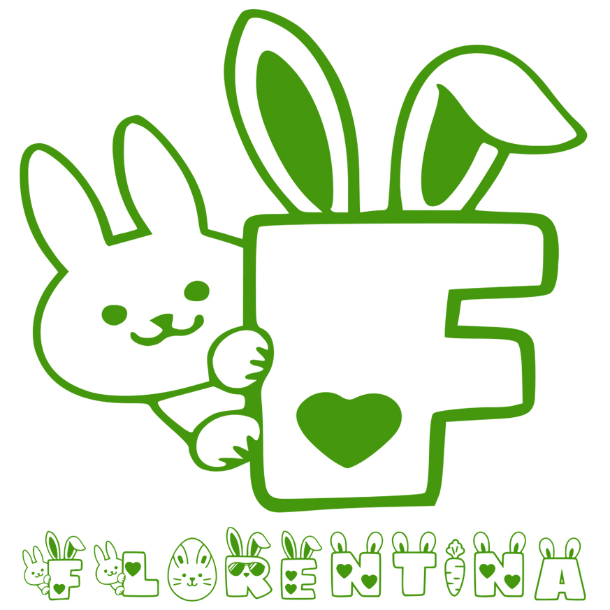 Sticker Adeziv Iubitorii De Paste, Iepure inima, Text Nume Personalizat, Culoare Verde , cu Margini Albe, PVC Vinyl, 10 CM [1]