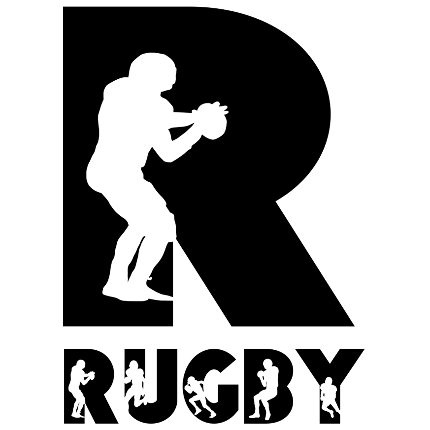 Sticker Adeziv Iubitorii De Rugby, Silueta Sportiva, Text Nume Personalizat, Copii, Culoare Negru , cu Margini Albe, PVC Vinyl, 10 CM [1]