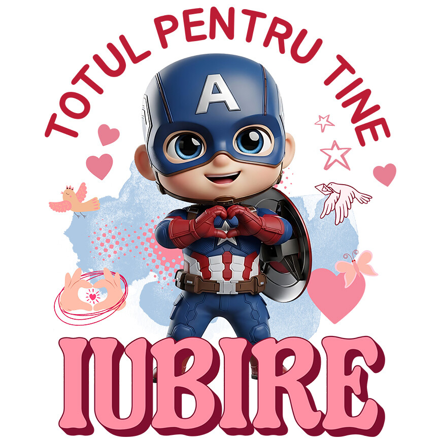 Sticker Cu Capitanul America , Iubire, Dragoste, Afectiune, Inima Adeziv, Vinyl,  cu Margini Albe, PVC Vinyl [1]