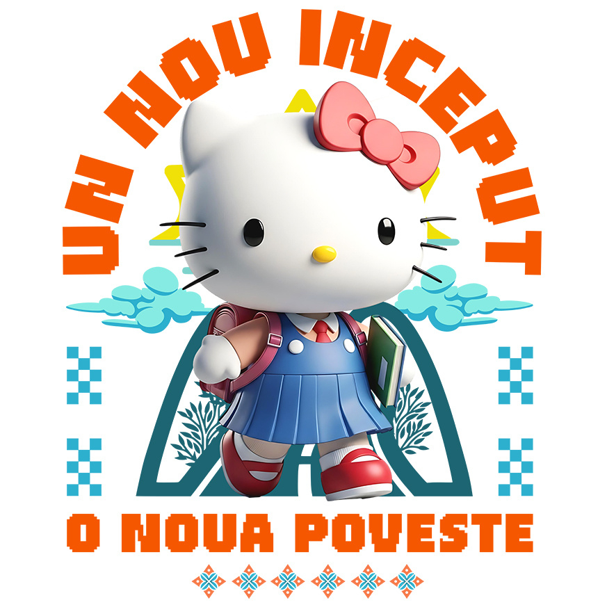 Sticker Cu Hello Kitty – Primii Pași Spre Cunoaștere Cu Împăcare Adeziv, Vinyl,  cu Margini Albe, PVC Vinyl [1]