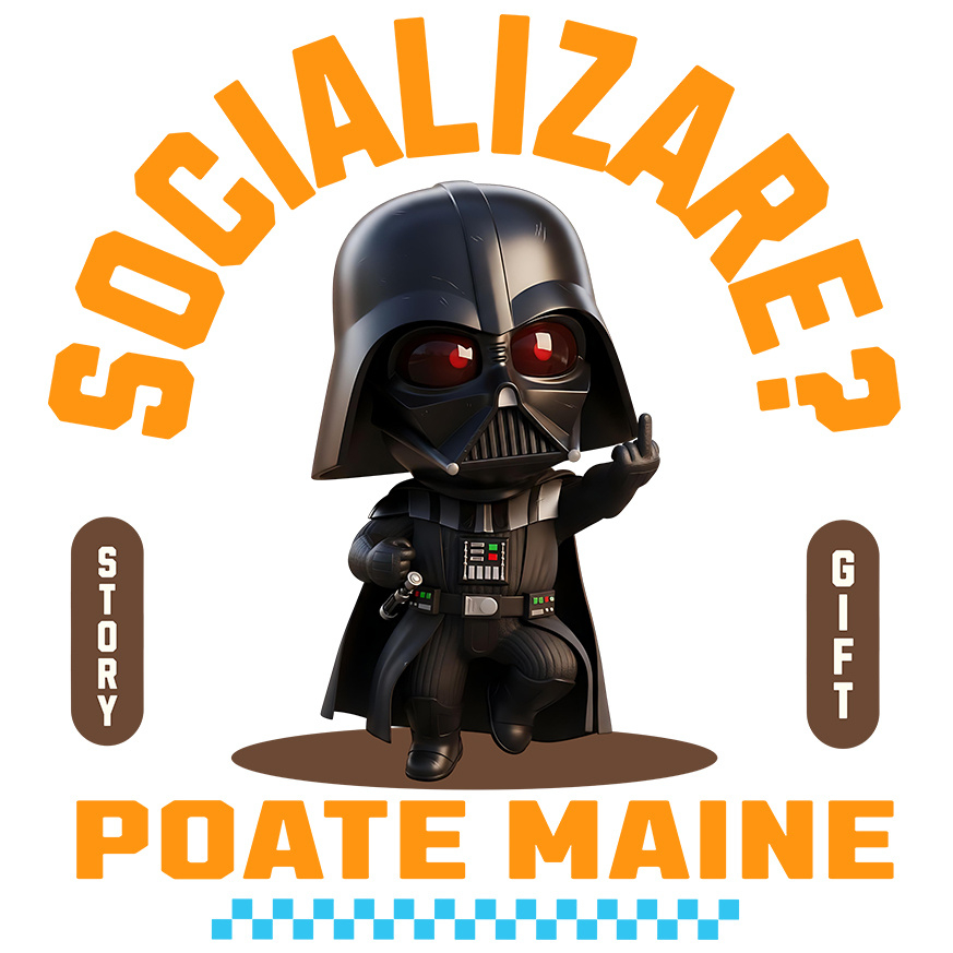 Sticker Cu Starwars , Degetul Mijlociu, Socializare? Poate maine, Anti-social Adeziv, Vinyl,  cu Margini Albe, PVC Vinyl [1]