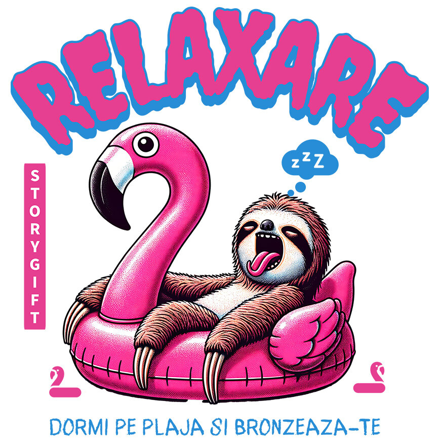 Sticker Adeziv Autocolant Personalizat Animal Leneș Pe Flamingo – Cadou Personalizat Amuzant Pentru Relaxare [1]