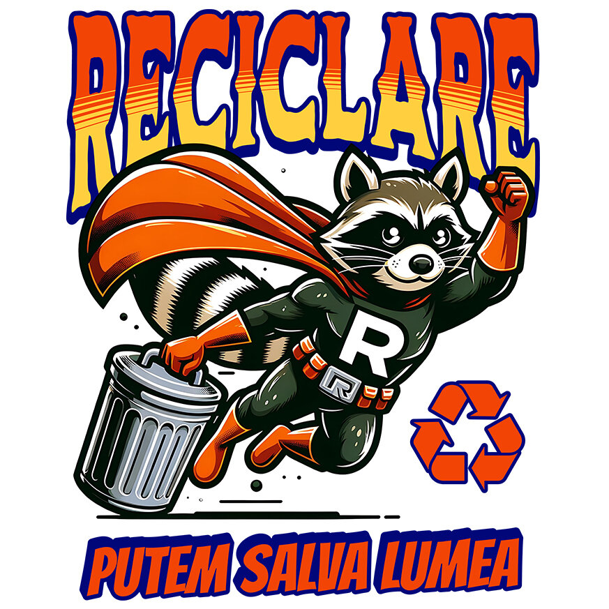 Sticker Adeziv Autocolant Personalizat "Animal Super-Eroul Reciclare - Produse Personalizate pentru Familie și Copii" [1]