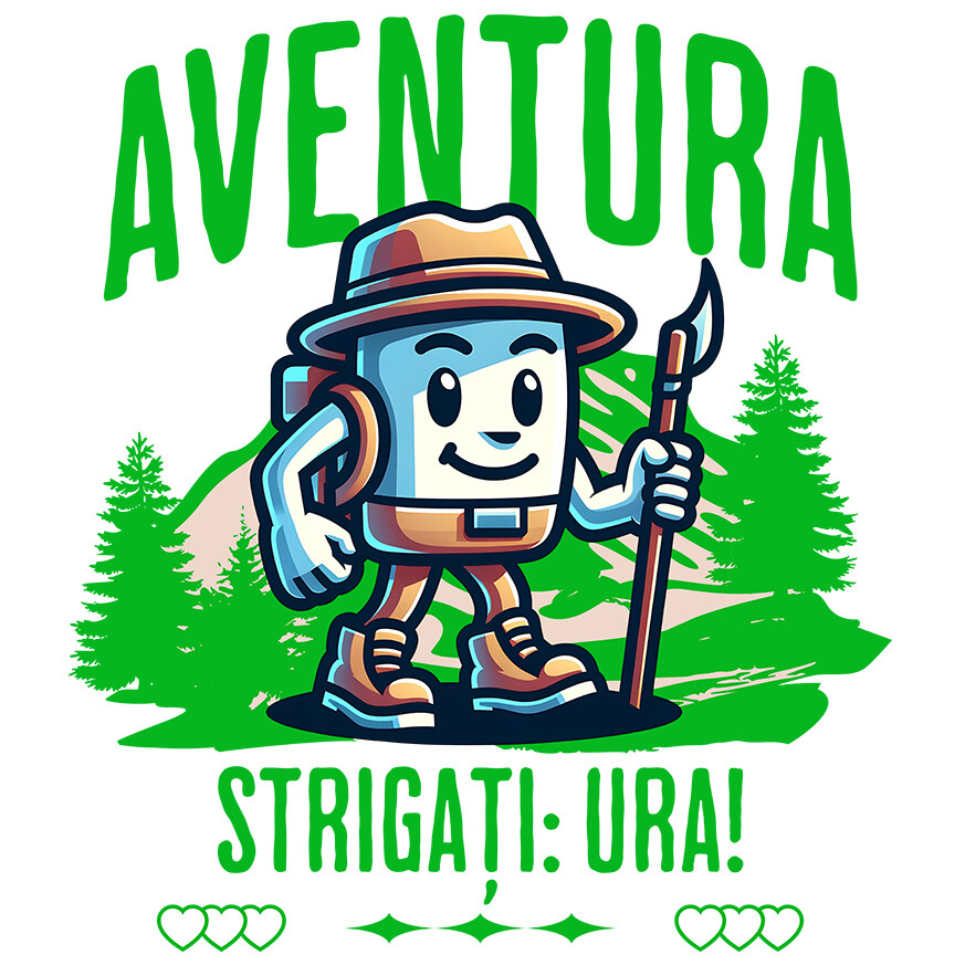 Sticker Adeziv Autocolant Personalizat "Cadou Personalizat Aventura Strigă Ura – Călător în Pădure și Munți pentru Copii și Familii Aventuroase" [1]