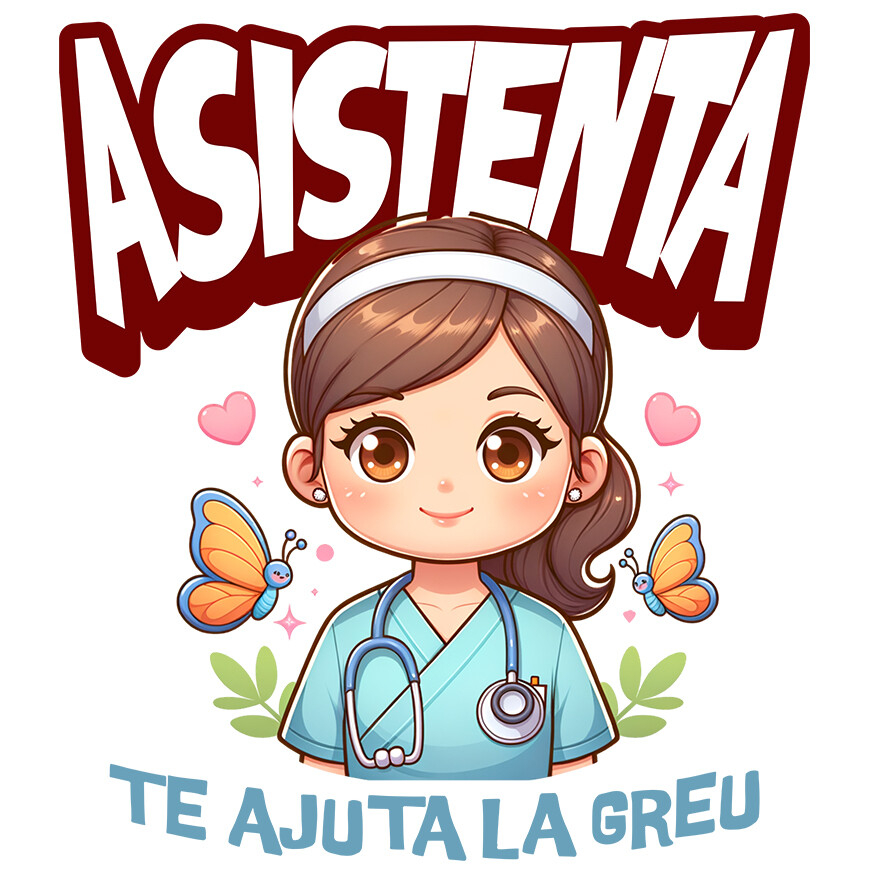 Sticker Adeziv Autocolant Personalizat Asistentă Medicală în Ținută Albastră – Design Unic Personalizat [1]